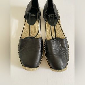 Eileen Fisher Lee d'Orsay Flat Leather Espadrille Sandal Size 10